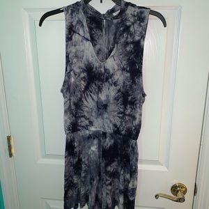 Sleeveless Cotton Tie Dyed Romper, Chest Cutout
